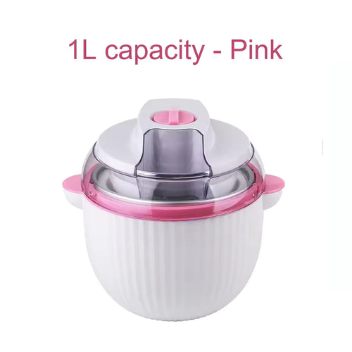 1.2L Portable Electric Ice Cream Maker – DIY Frozen Yogurt & Fruit Dessert Machine with Stainless Steel Bucket